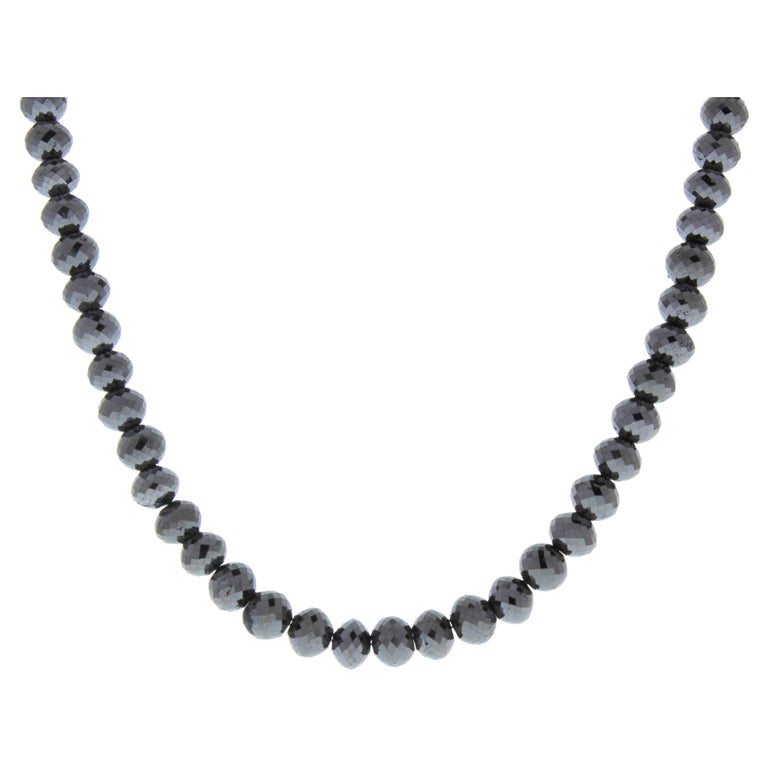 101.66CTW Black Faceted Briolette Diamond Bead Necklace For Sale at 1stDibs