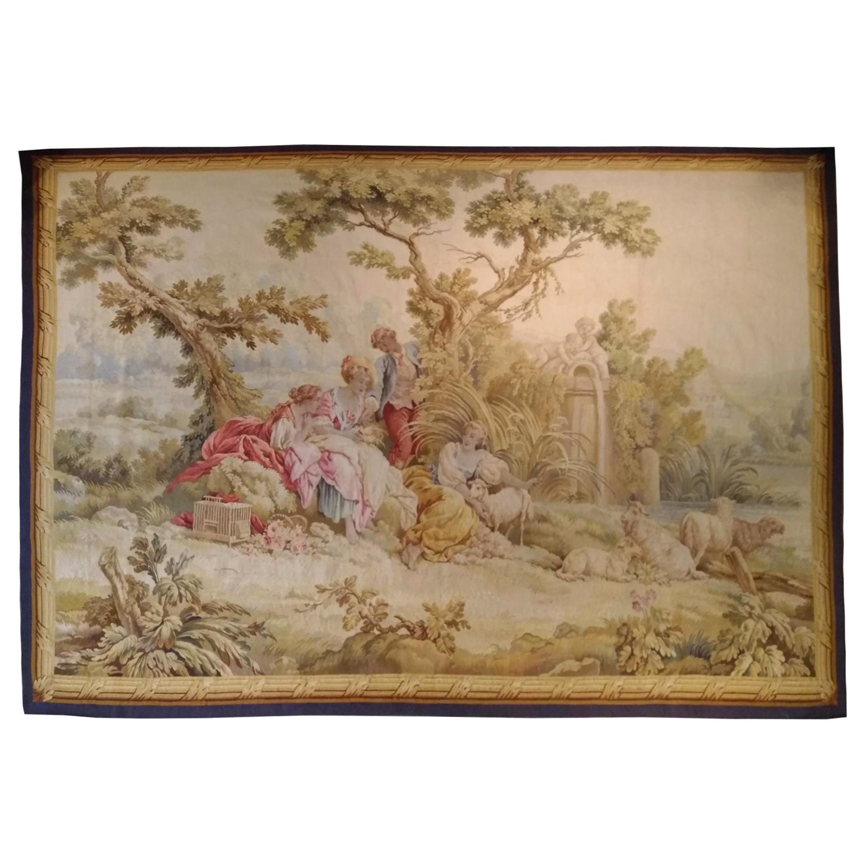 Wall Decor Vintage French Tapestry Wall Hanging 89 x 75 cm Antique French Tapestry Pictorial French Tapestry Wall Hanging