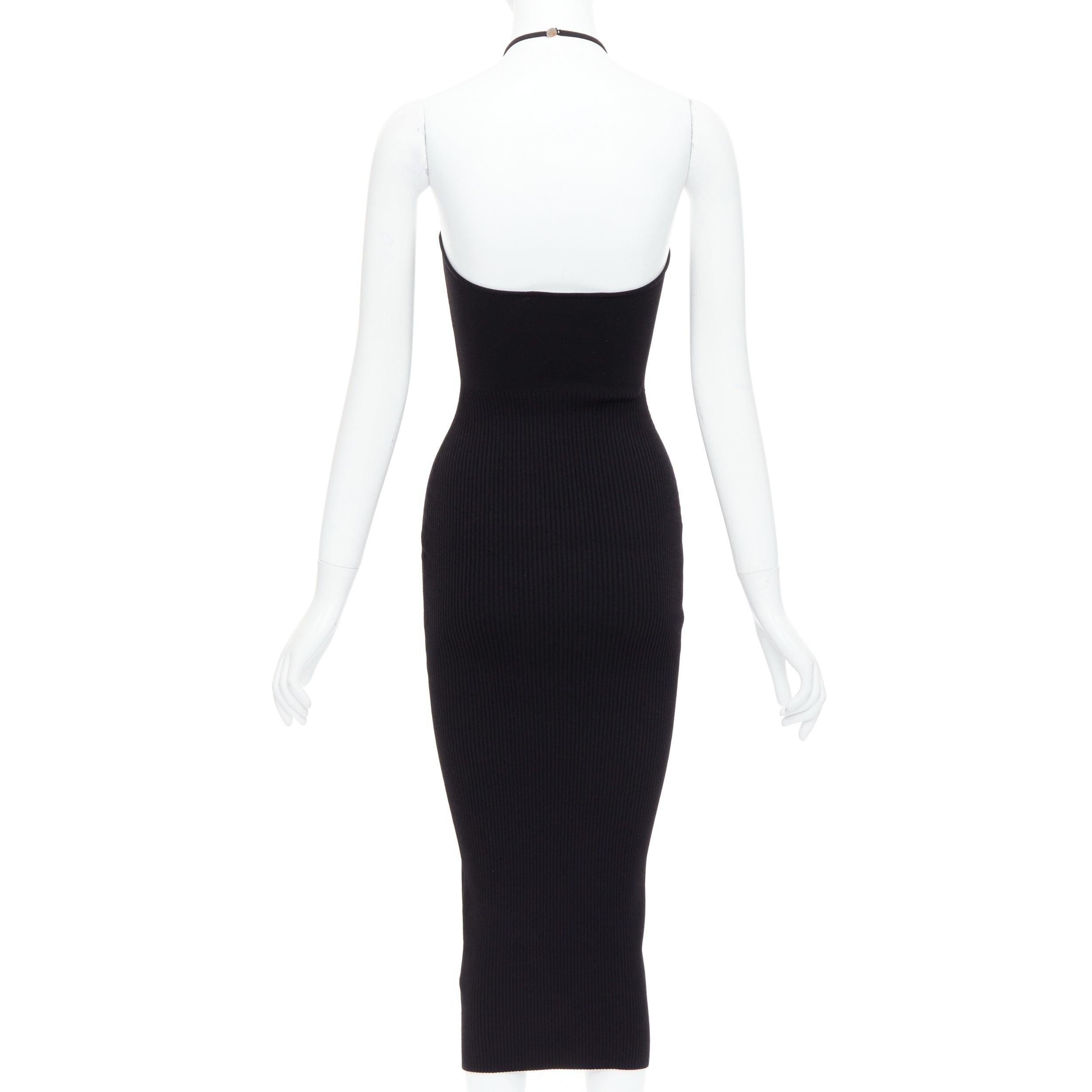 De las mujeres 1017 ALYX 9SM negro acanalado plata S placa halter midi bodycon vestido XS