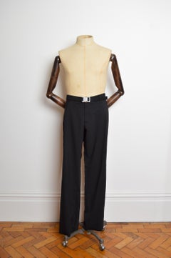 1017 ALYX 9SM Matthew Williams Mens High waist Black Wool Buckle Trousers Pants