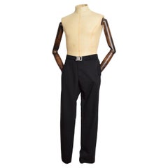 1017 ALYX 9SM Matthew Williams Mens High waist Black Wool Buckle Trousers Pants