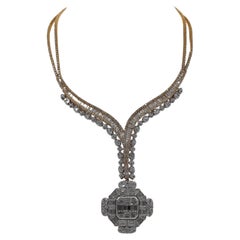10.17 Carat Diamond White and Yellow Gold Necklace
