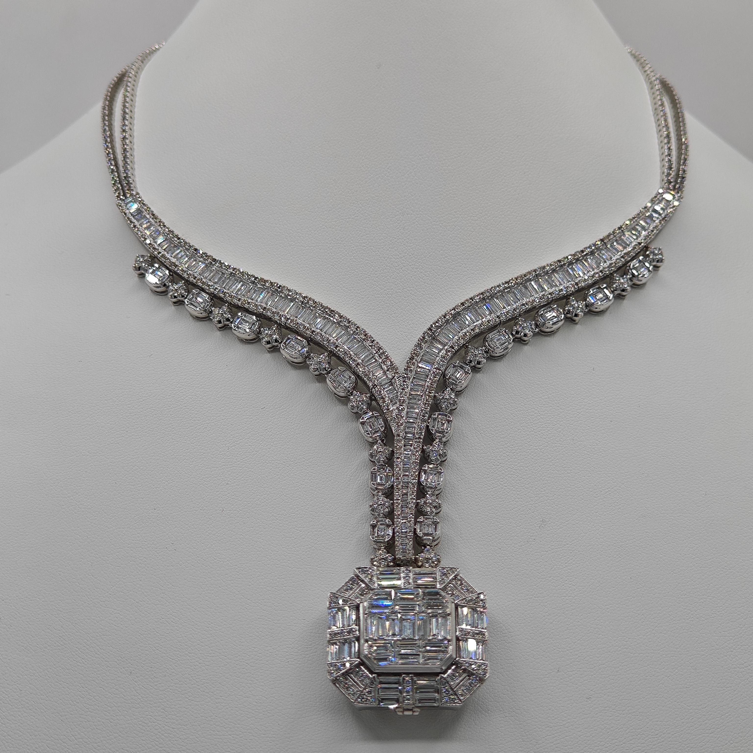10.17 Carat Diamond White Gold Necklace In New Condition For Sale In New York, NY