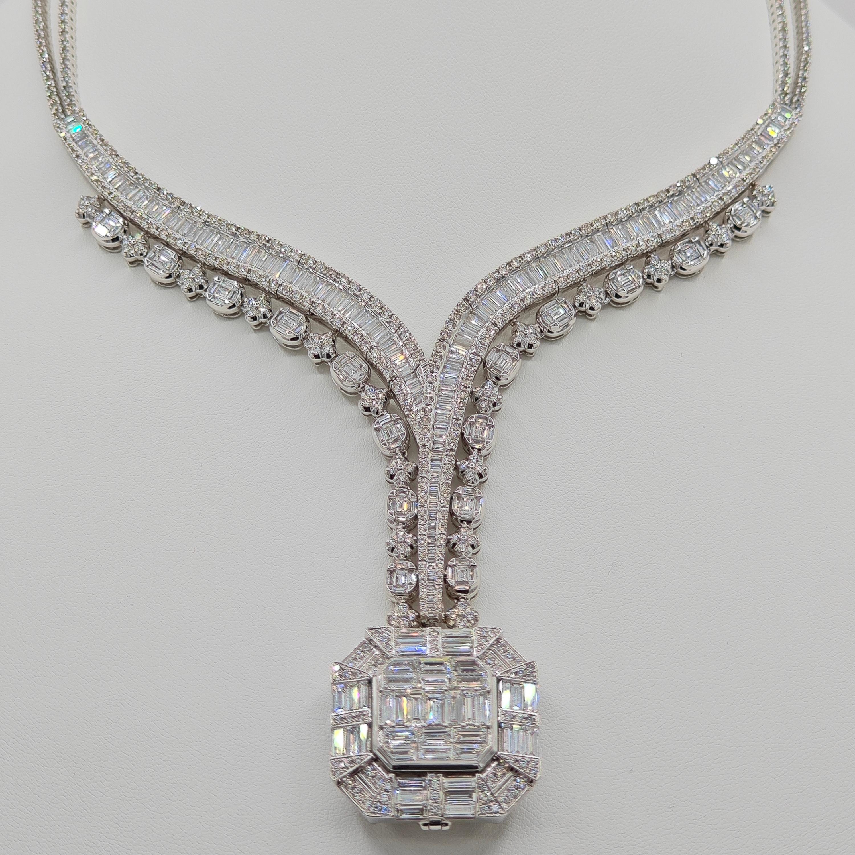 Women's 10.17 Carat Diamond White Gold Necklace For Sale