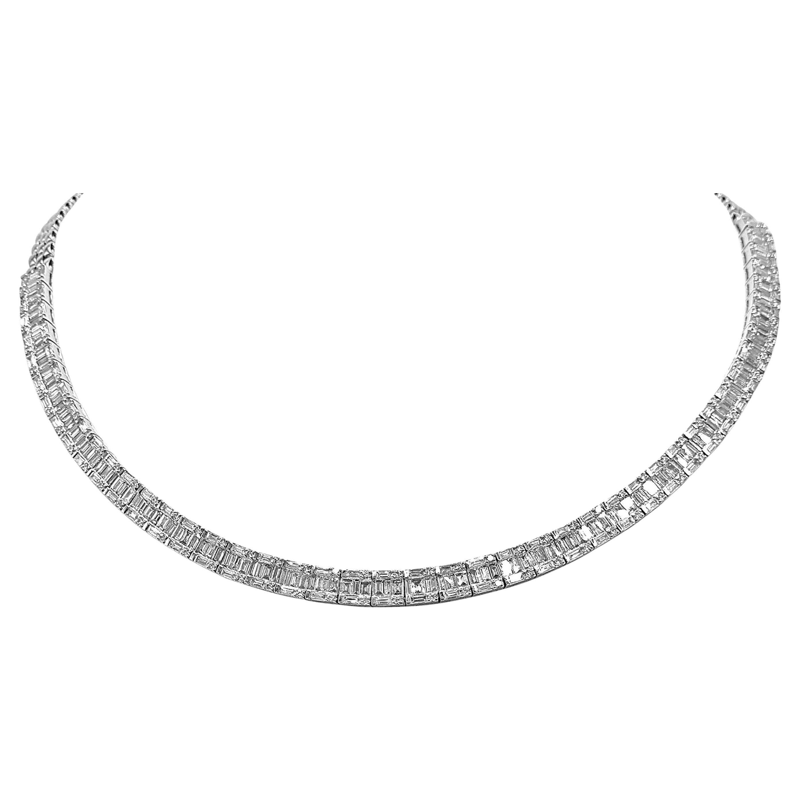 10.17 Carat Diamond White Gold Necklace For Sale