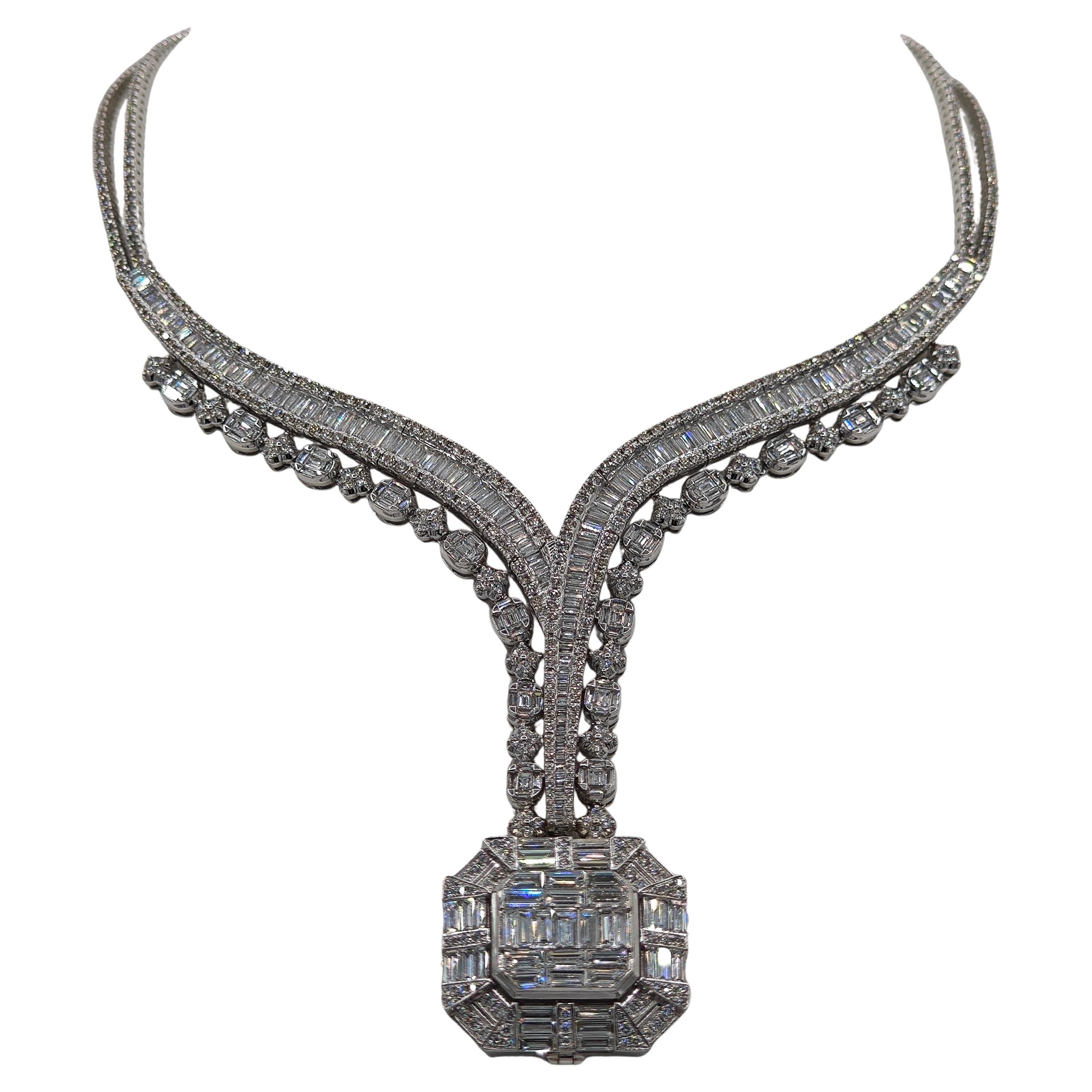10.17 Carat Diamond White Gold Necklace