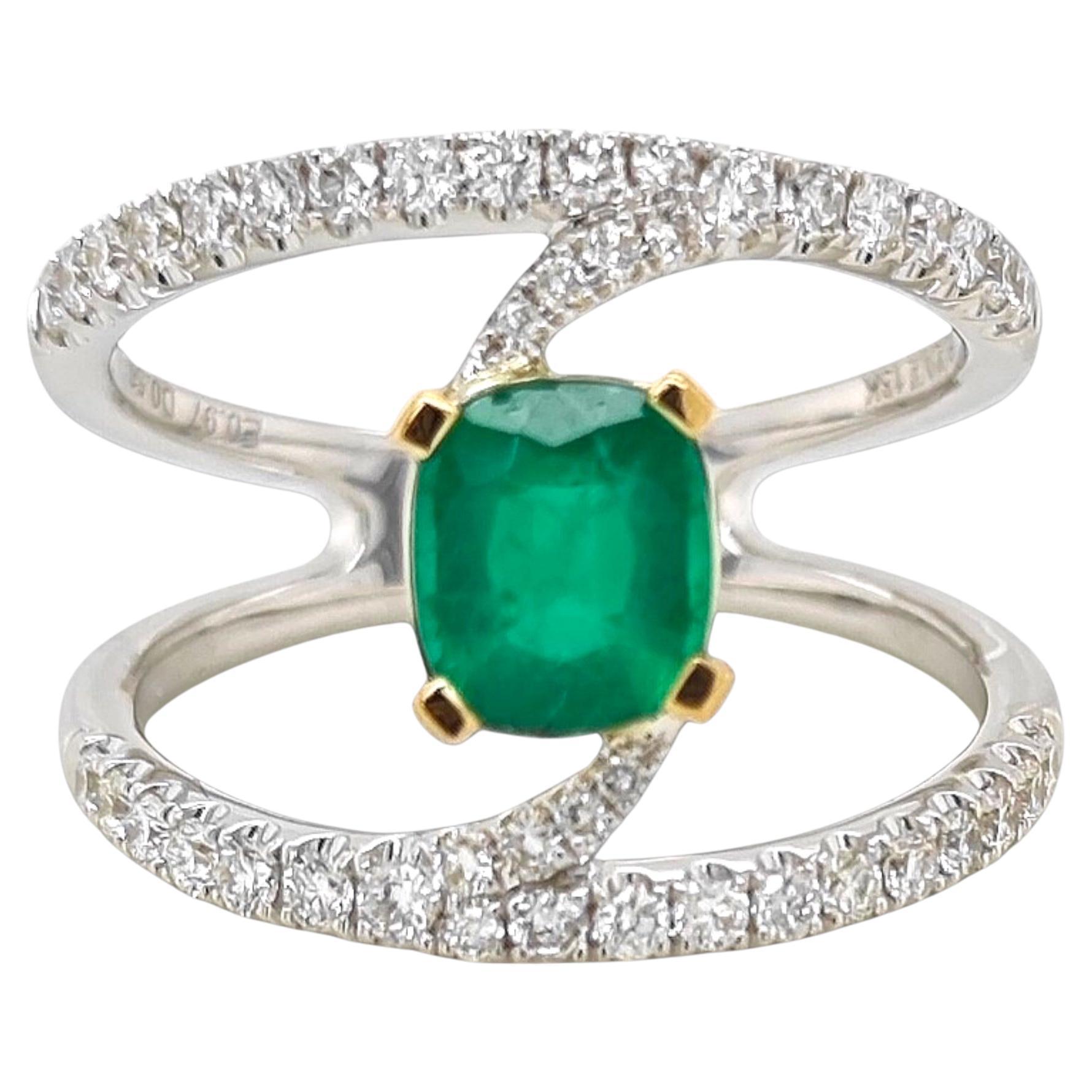 Anillo de oro blanco con diamante blanco esmeralda de 1,53 quilates en venta