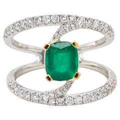 Anillo de oro blanco con diamante blanco esmeralda de 1,53 quilates