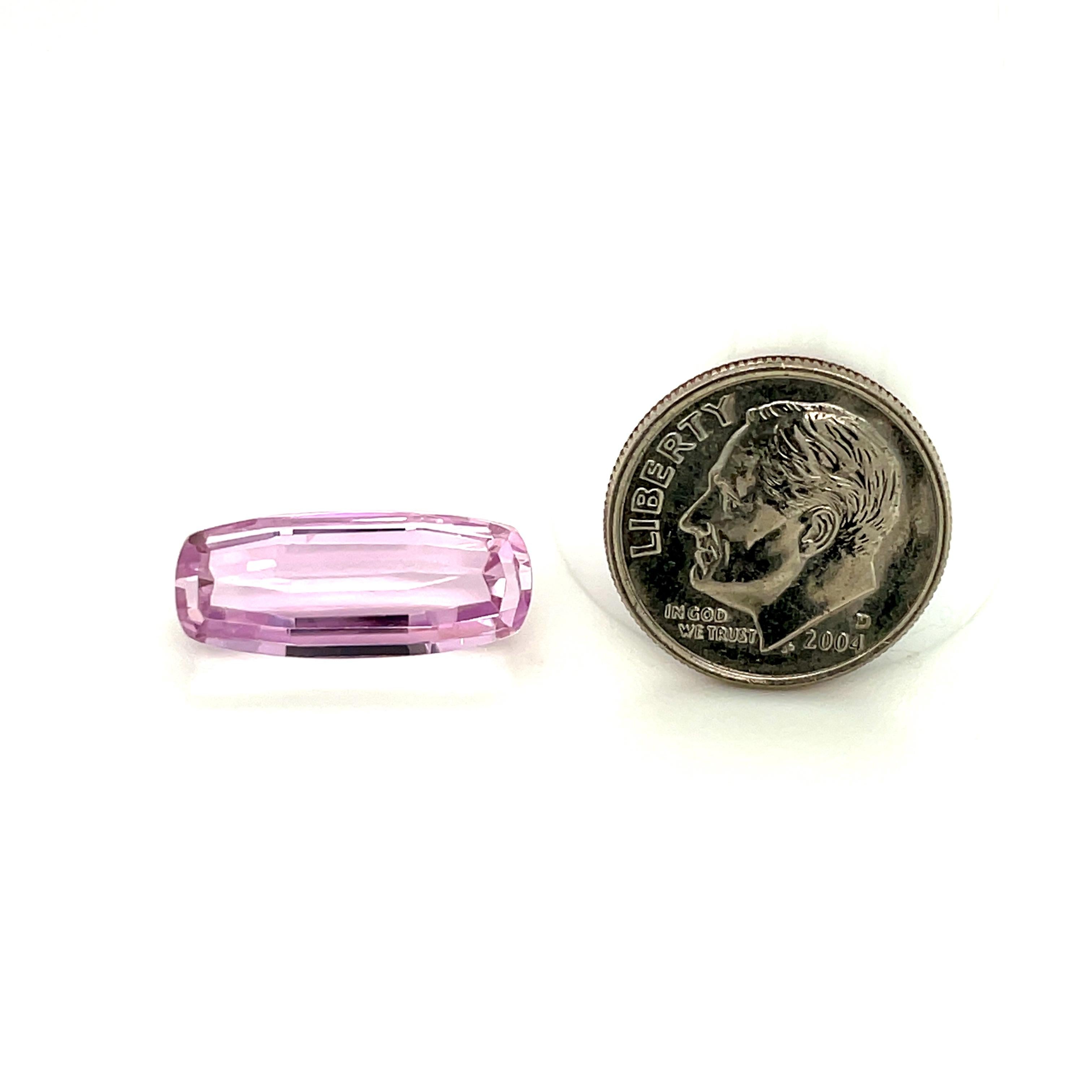 10.17 Carat Pink Kunzite, Modified Elongated Cushion, Unset Loose Gemstone In New Condition In Los Angeles, CA