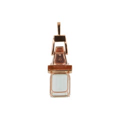 10.17 Carat Natural Aqua Ruby Diamond 14k Rose Gold Retro Art Deco Pendant