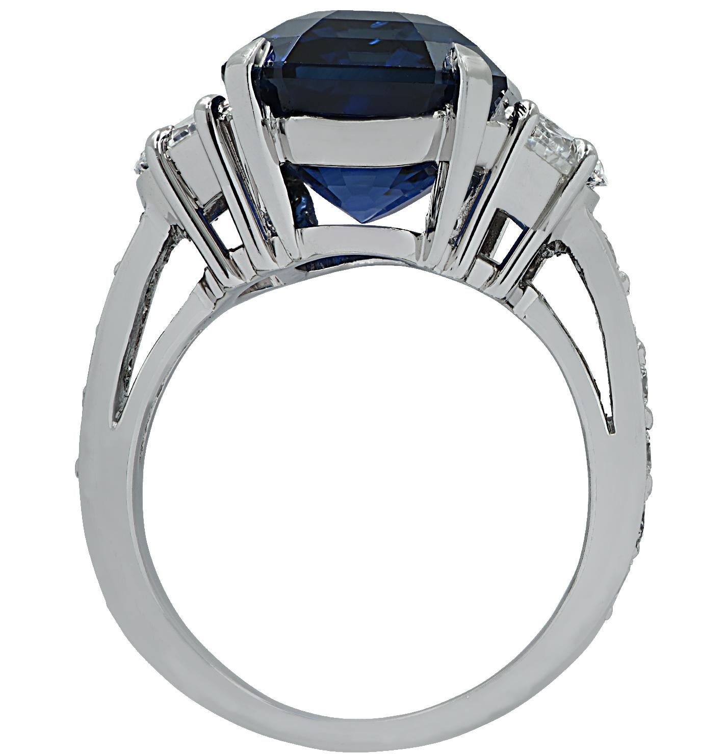 Modern 10.17 Carat Sapphire and Diamond Three-Stone Ring