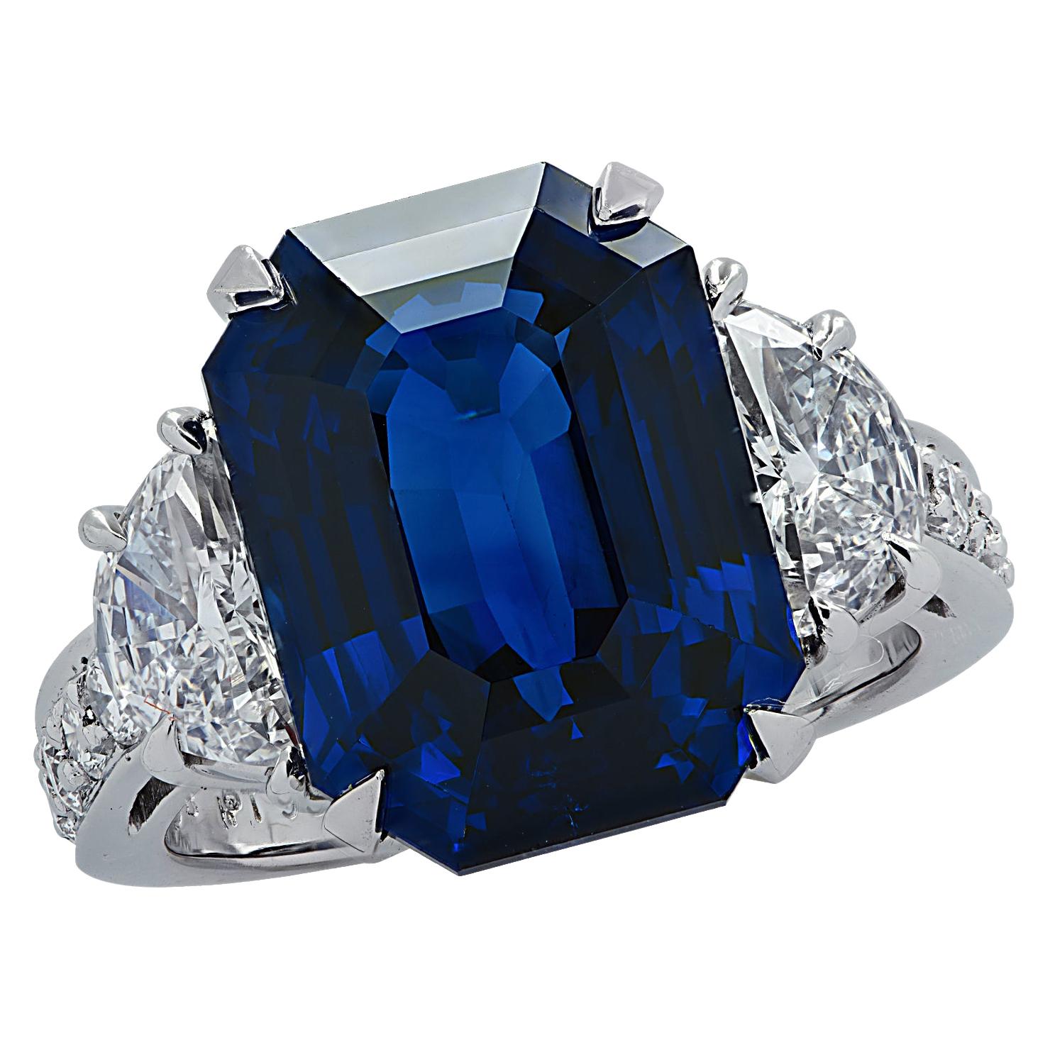 10.17 Carat Sapphire and Diamond Three-Stone Ring