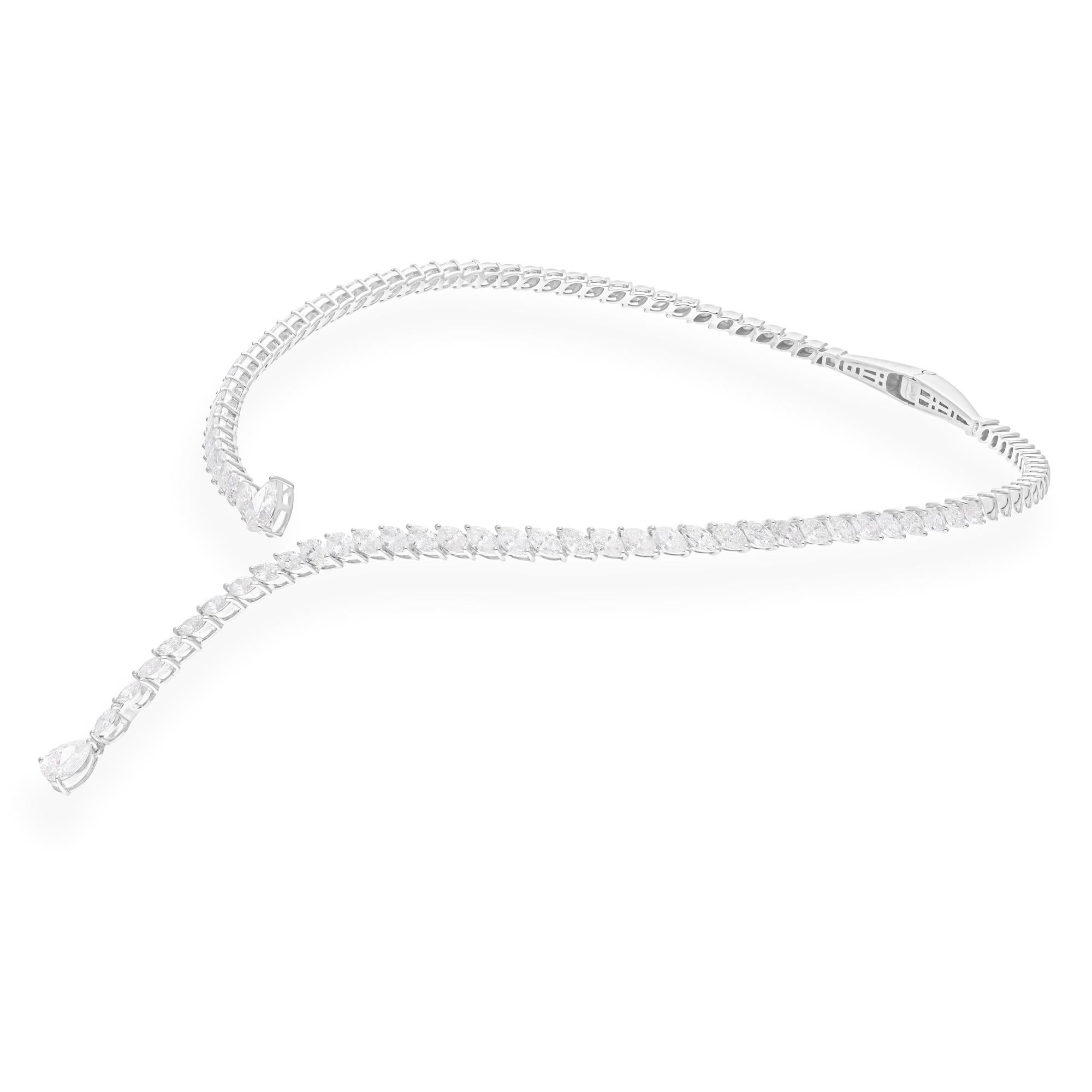 Taglio a goccia 10,17 Carati SI/H Pear Round Brilliante Cut Diamond Collana Choker in Oro Bianco 18k in vendita