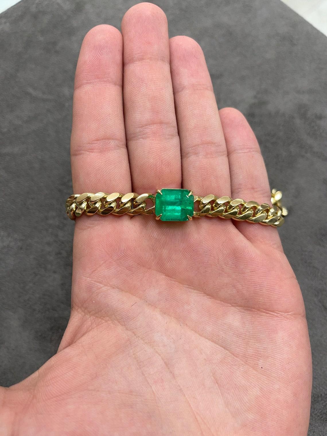 cuban link emerald necklace