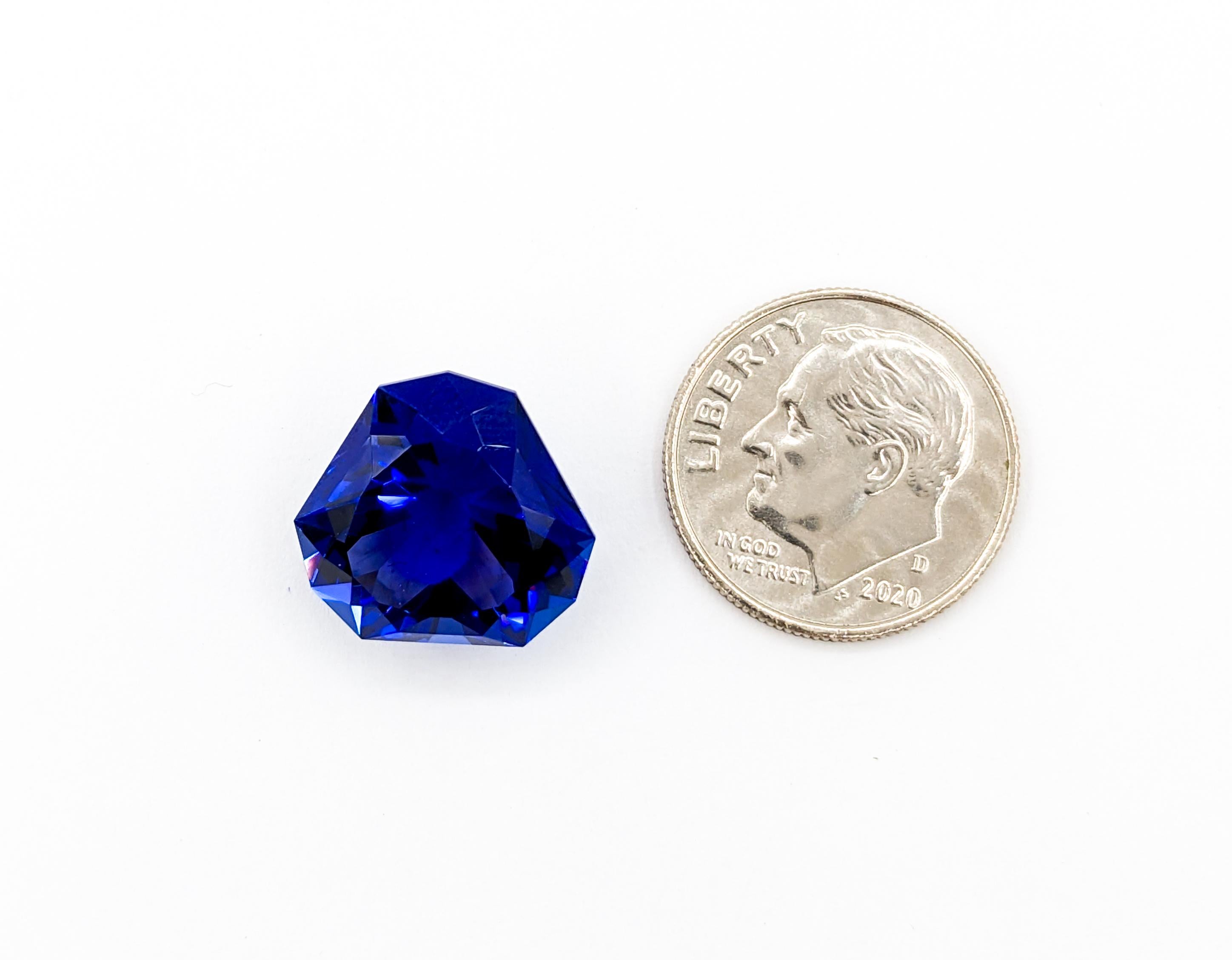 Dive into the allure of a pristine 10.17ct Tanzanite, backed by a GIA Report. This freshly sourced gem unveils a distinctive shield brilliant cut, emanating captivating shades of violet-blue as light graces its facets. Boasting dimensions of 13.41 x
