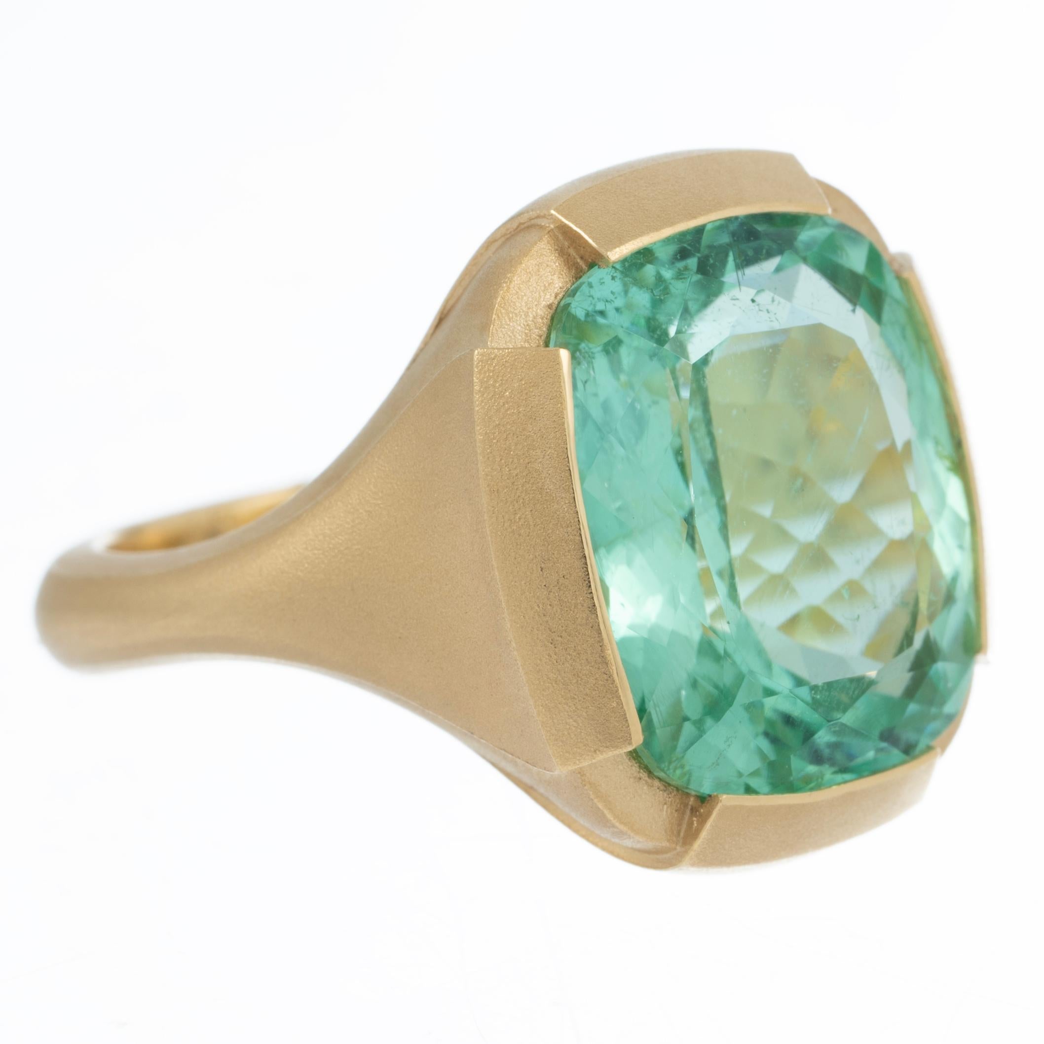 Modern 10.17ct Paraiba Tourmaline 18k Yellow Gold Ring by Geoffrey Good