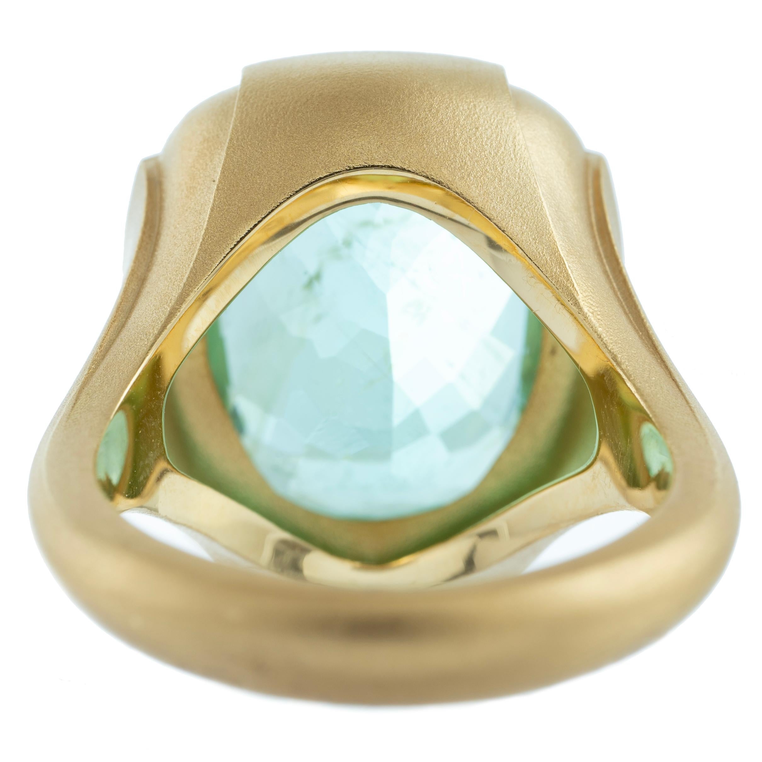 Cushion Cut 10.17ct Paraiba Tourmaline 18k Yellow Gold Ring by Geoffrey Good