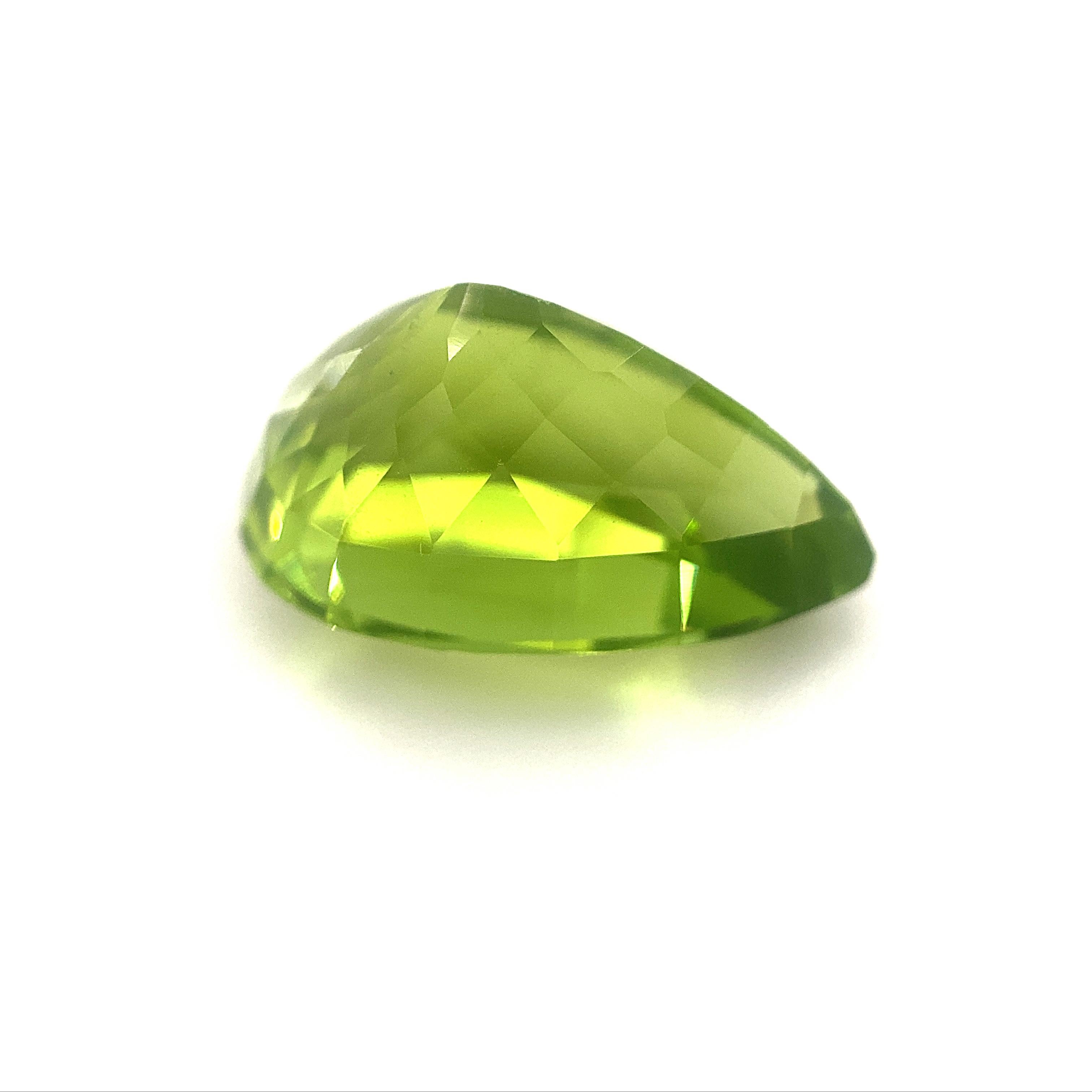 Brilliant Cut 10.17ct Pear Peridot GIA Certified For Sale