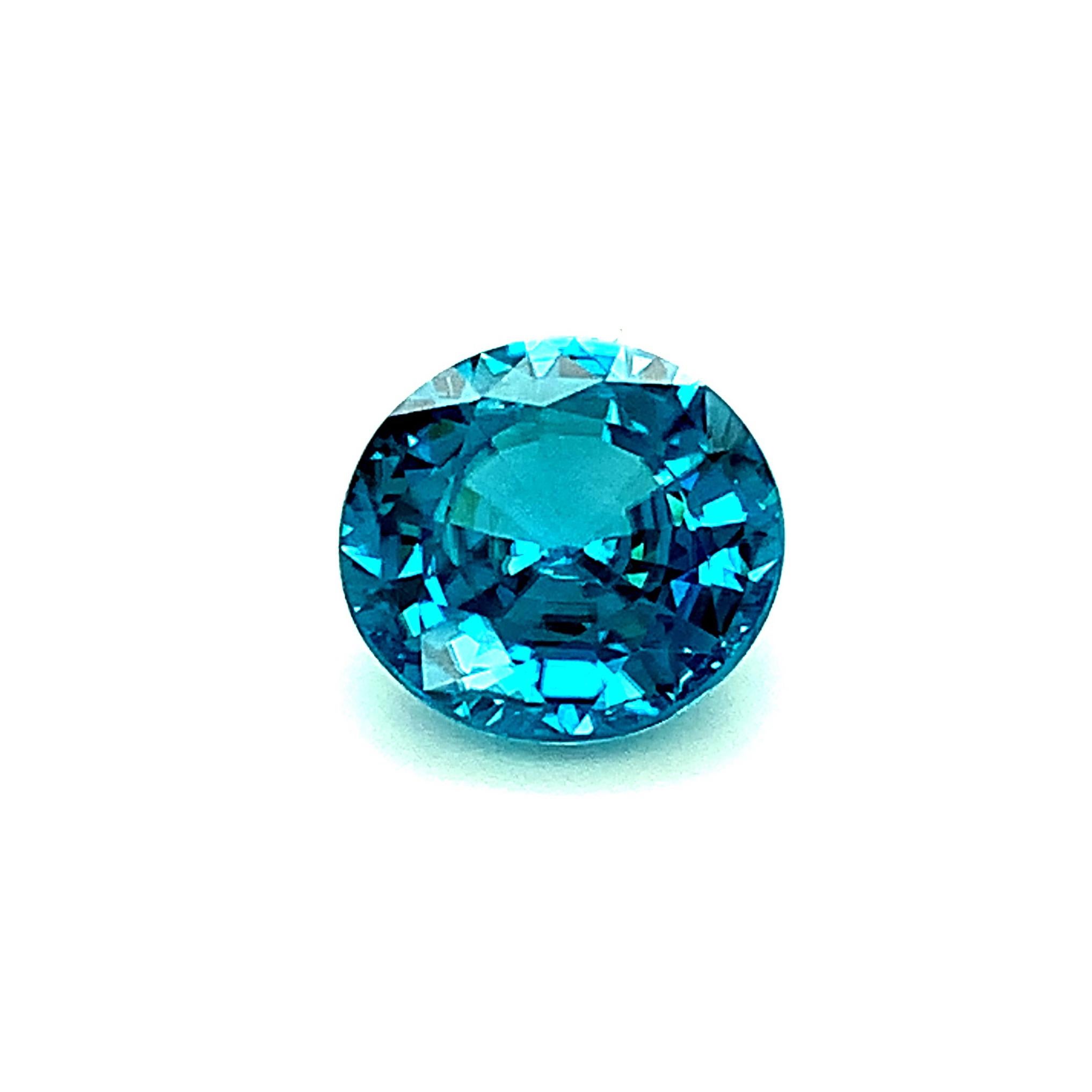 This blue zircon is a vivid, bright 