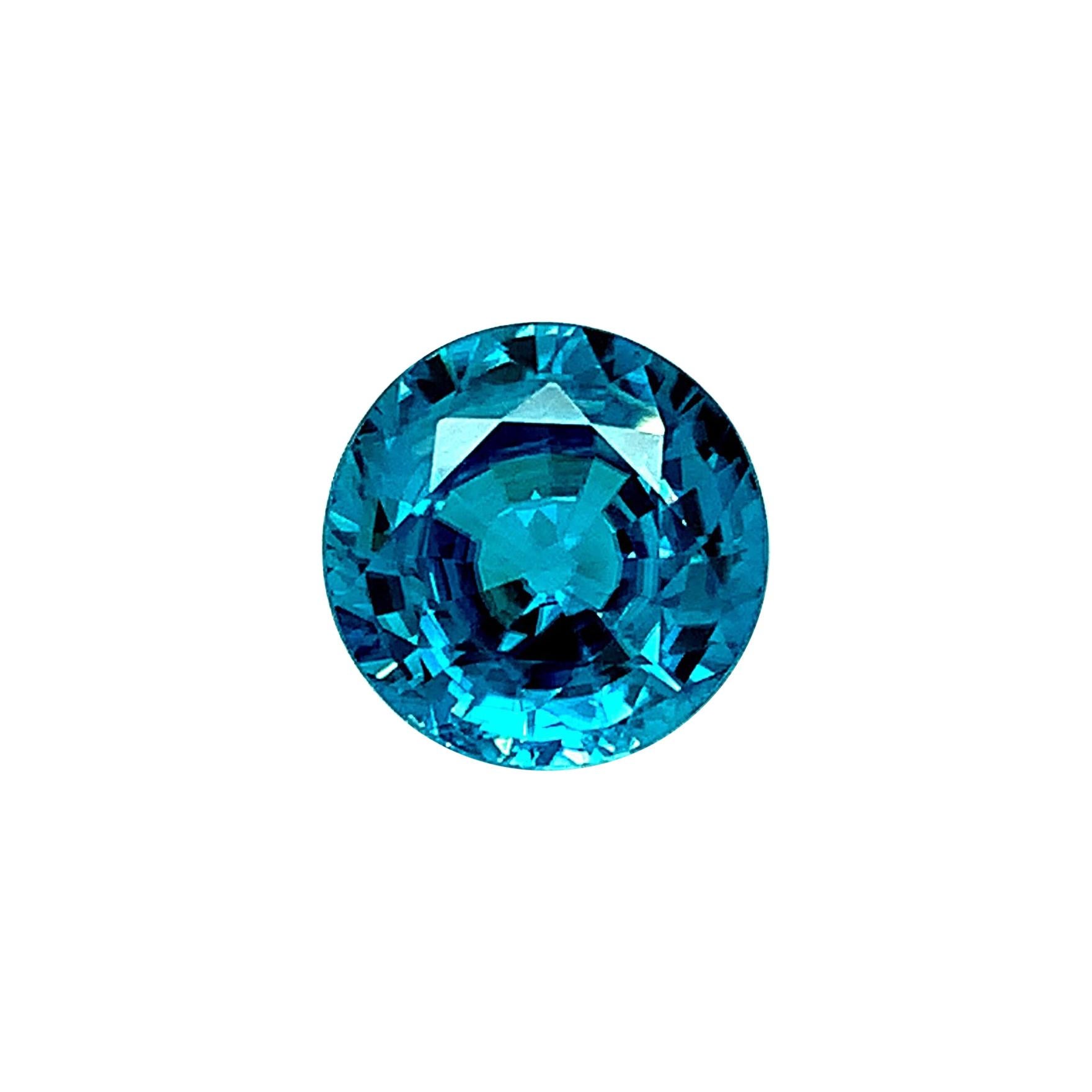 Zircon bleu rond de 10,18 carats, pierre précieuse non sertie pour pendentif ou collier