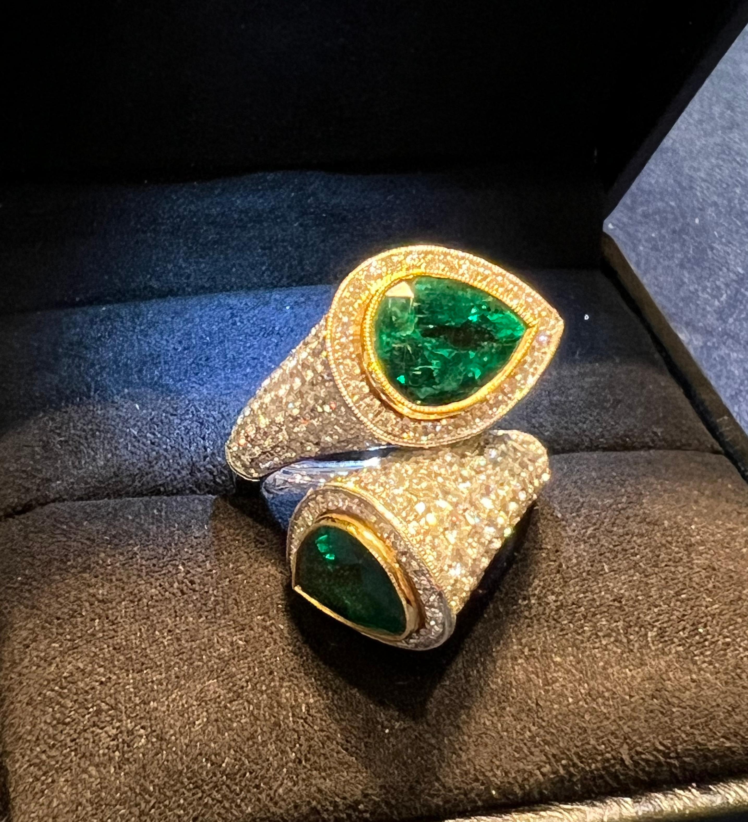 Pear Cut 10.18 Carat Colombian Emerald and Diamond 