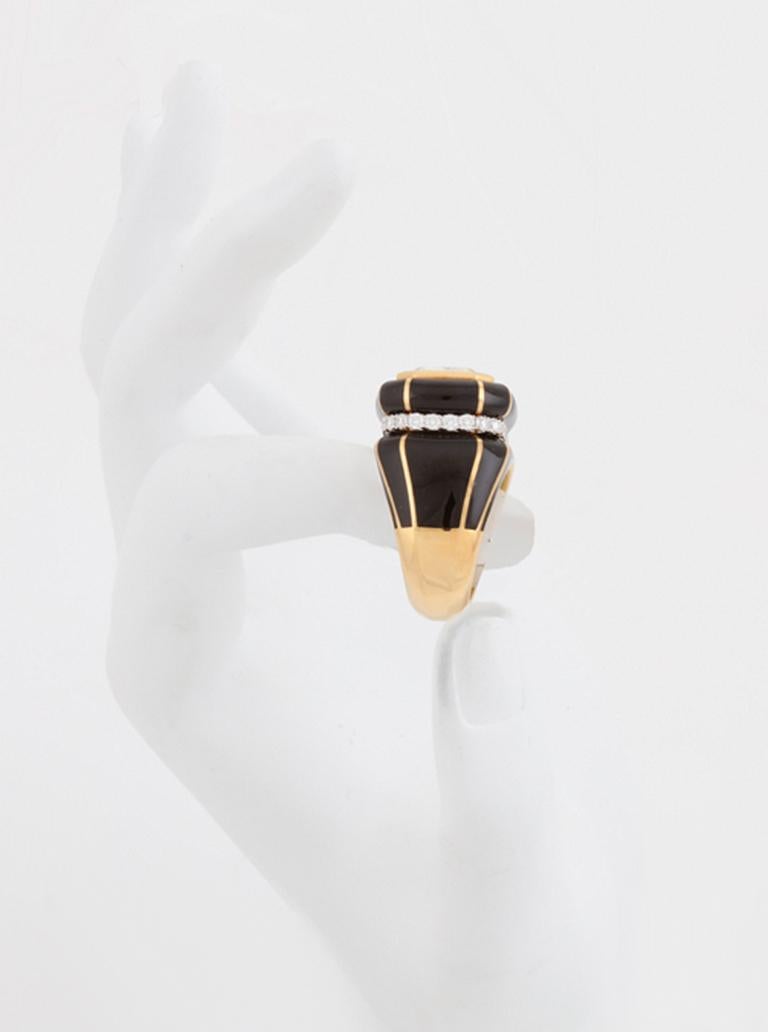 10.18 Carat Fancy Light Diamond Midnight Art Deco Ring by John Landrum Bryant For Sale 2
