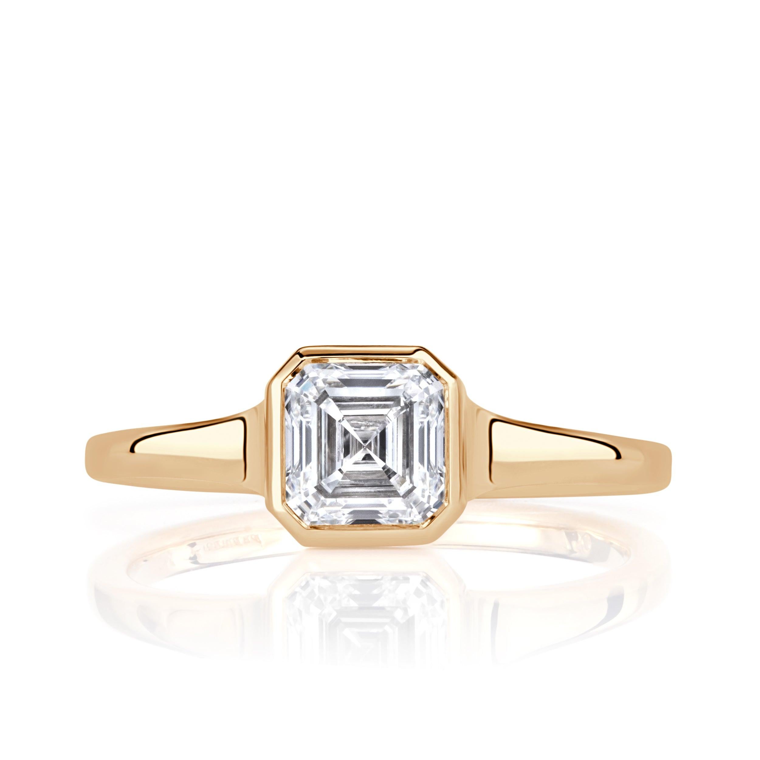 1.01ct Asscher Cut Diamond Engagement Ring For Sale