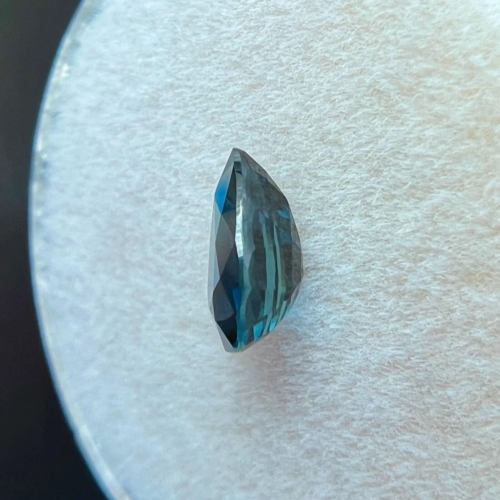 1.01ct Deep Green Blue Teal Sapphire Pear Teardrop Cut Loose Gem 7.3x5.2mm VVS 2