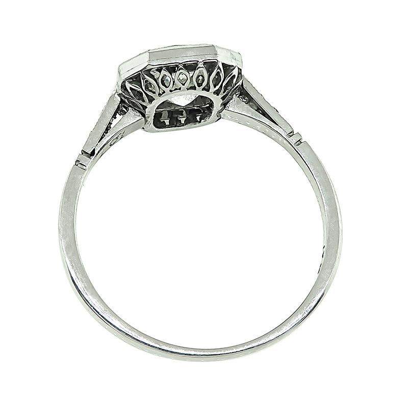Radiant Cut 1.01 Carat Diamond Emerald Engagement Ring For Sale
