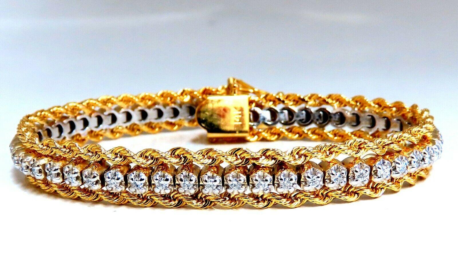 Three Tier Retro Rope Chain Bracelet


1.01ct. natural diamonds.
Rounds, Full cut brilliants

G colors Vs-2 clarity.

14kt. yellow gold

24.6 Grams.

7 Inches long (wearable length)

8.7mm wide

Appraisal to accompany $8000