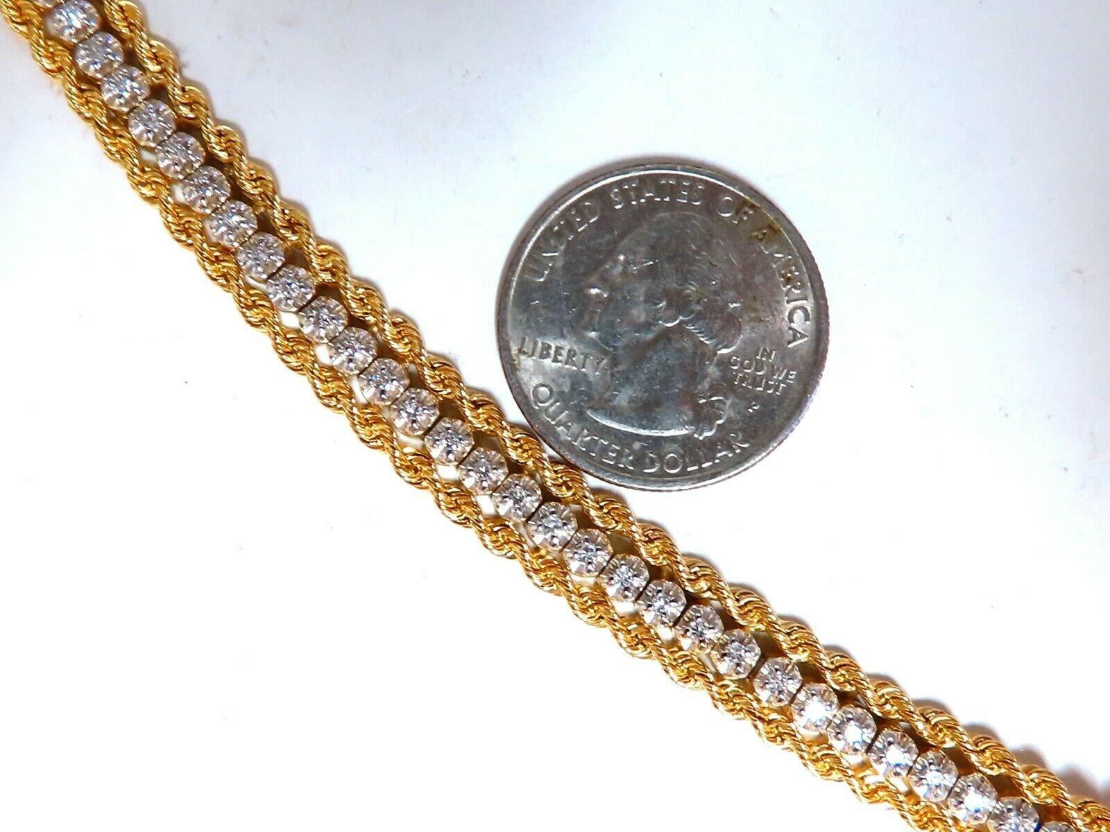 Round Cut 1.01 Carat Diamonds Vintage Three-Tiered Rope Chain Bracelet 14 Karat