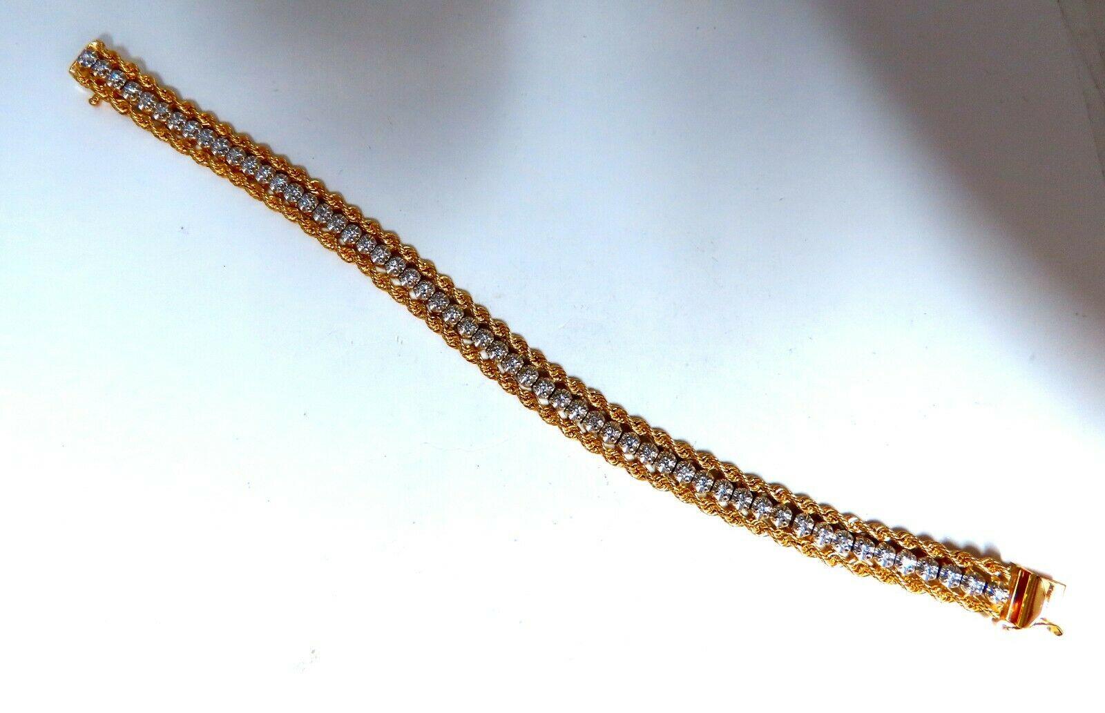 Retro 1.01 Carat Diamonds Vintage Three Tiered Rope Chain Bracelet 14 Karat