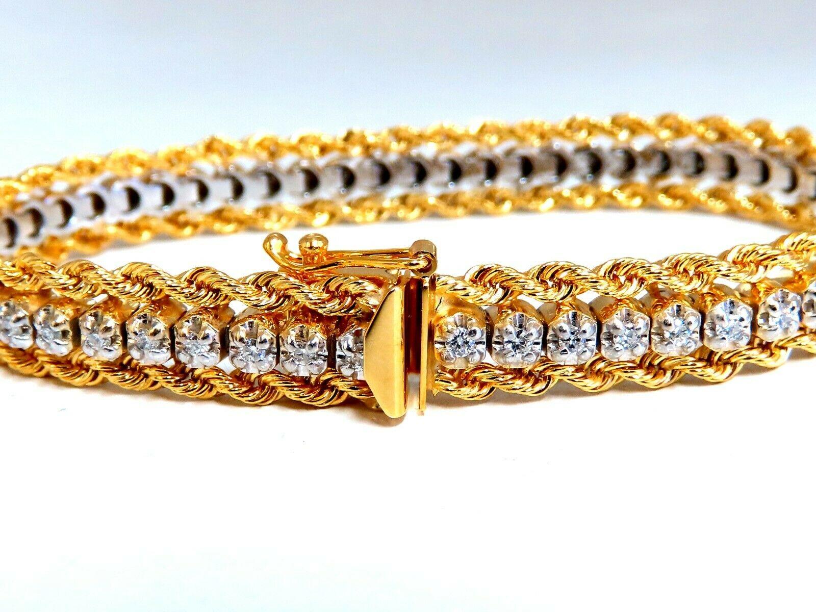 1.01 Carat Diamonds Vintage Three-Tiered Rope Chain Bracelet 14 Karat 1