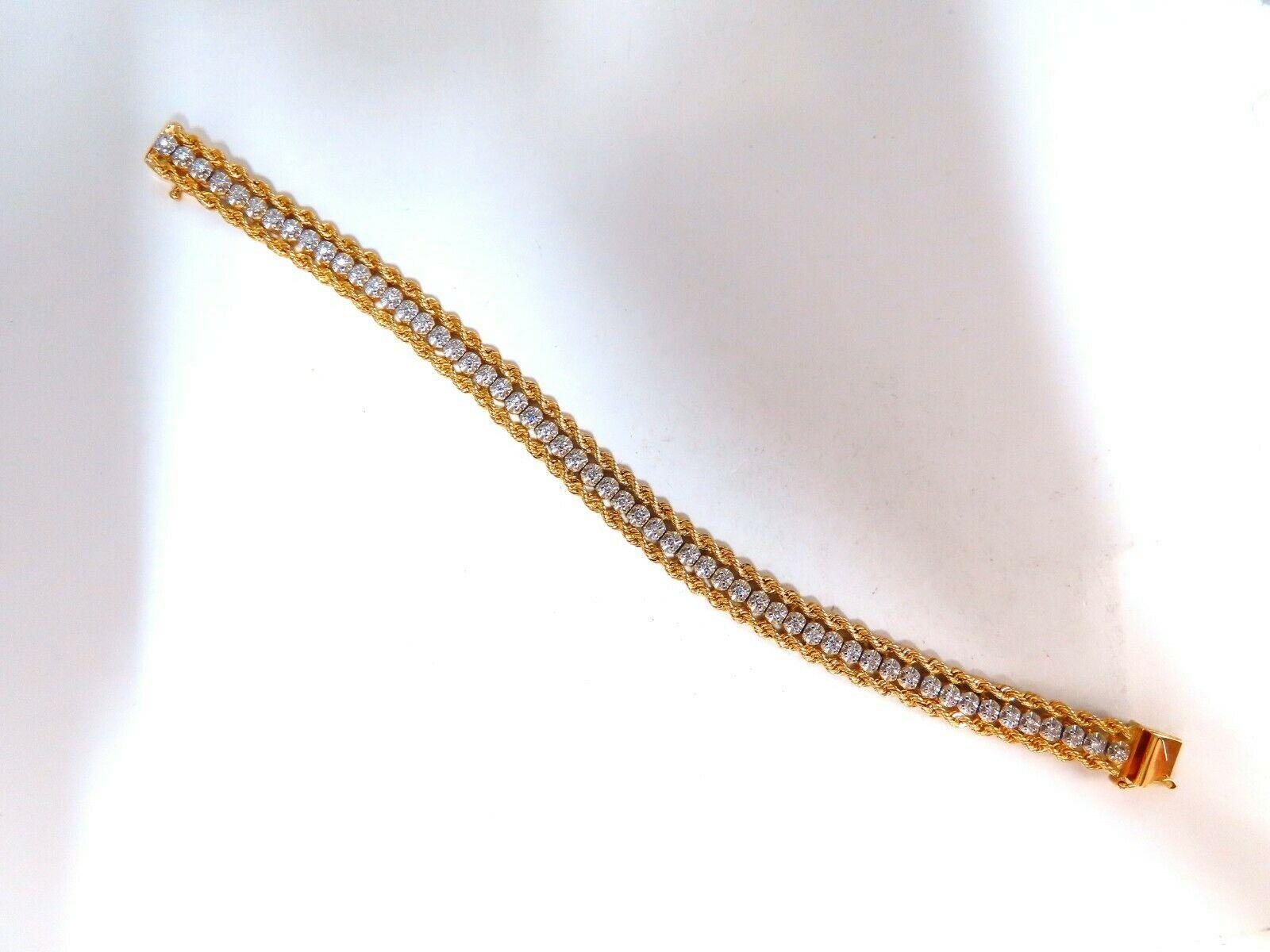 1.01 Carat Diamonds Vintage Three-Tiered Rope Chain Bracelet 14 Karat 2