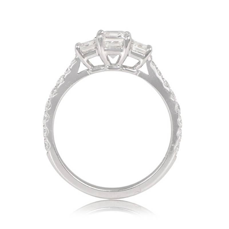 1.01ct Emerald Cut Diamond Engagement Ring, 18k White Gold In Excellent Condition For Sale In New York, NY