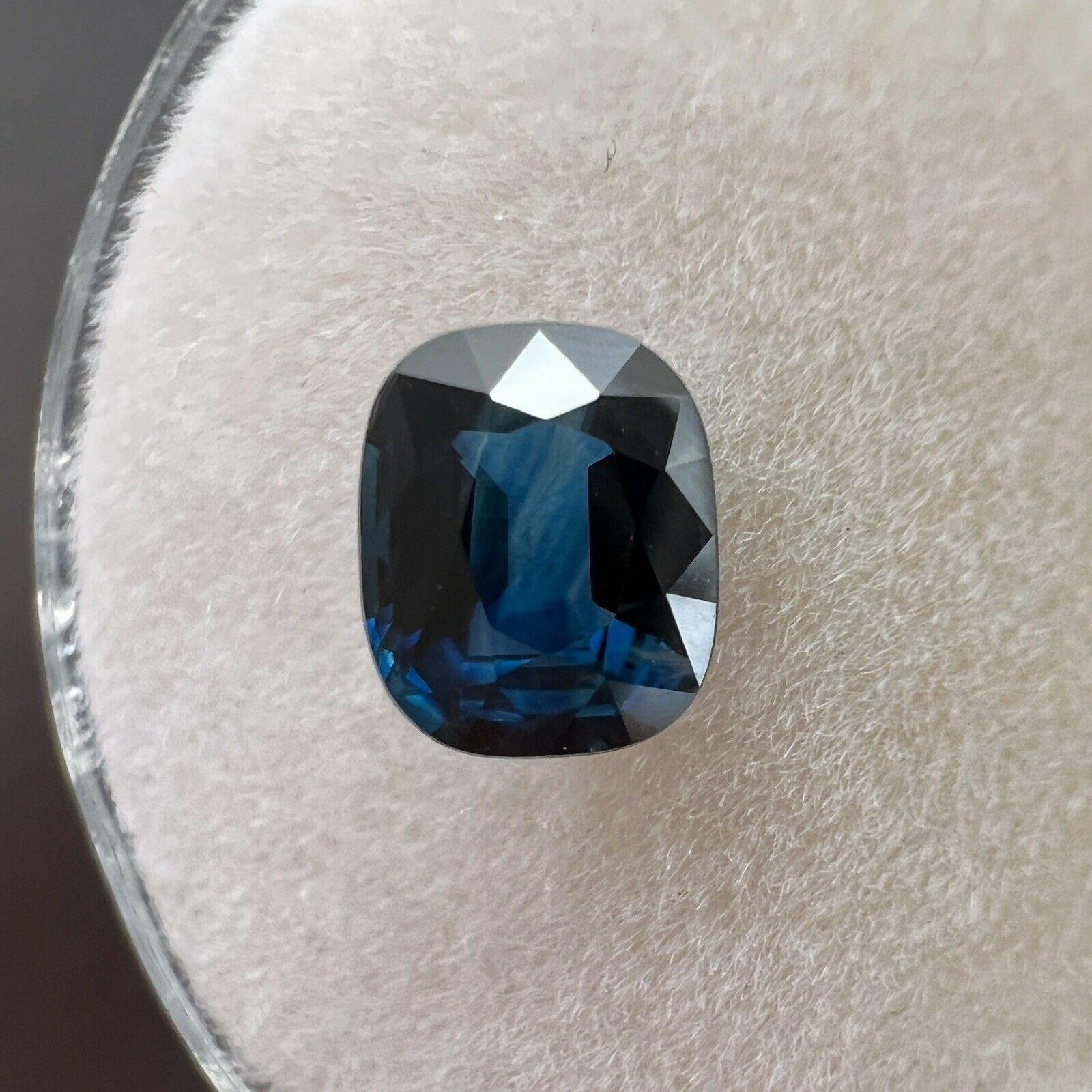 1.01ct Fine Blue Sapphire GRA Certified Cushion Cut Rare Loose Gem 6.4x5.3mm In New Condition For Sale In Birmingham, GB