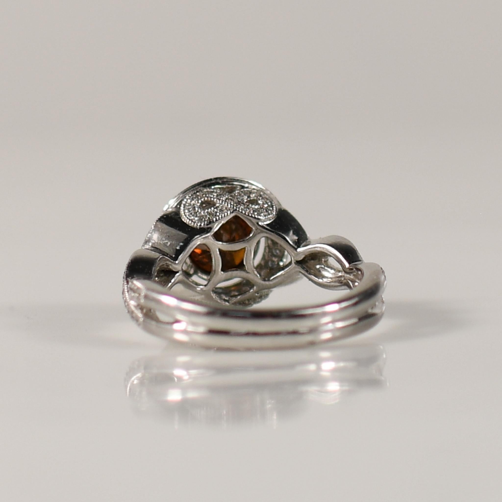 Women's 1.01ct GIA RED Diamond in 18k Bezel Set Split Shank Halo Ring For Sale
