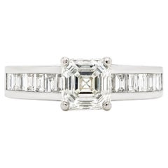 1.01ct H VS1 Square Emerald Cut Diamond Platinum Engagement Ring