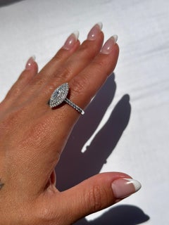 18 Karat White Gold 1.01ct Marquis-Cut Double Halo Ring, I color, VS2 Clarity