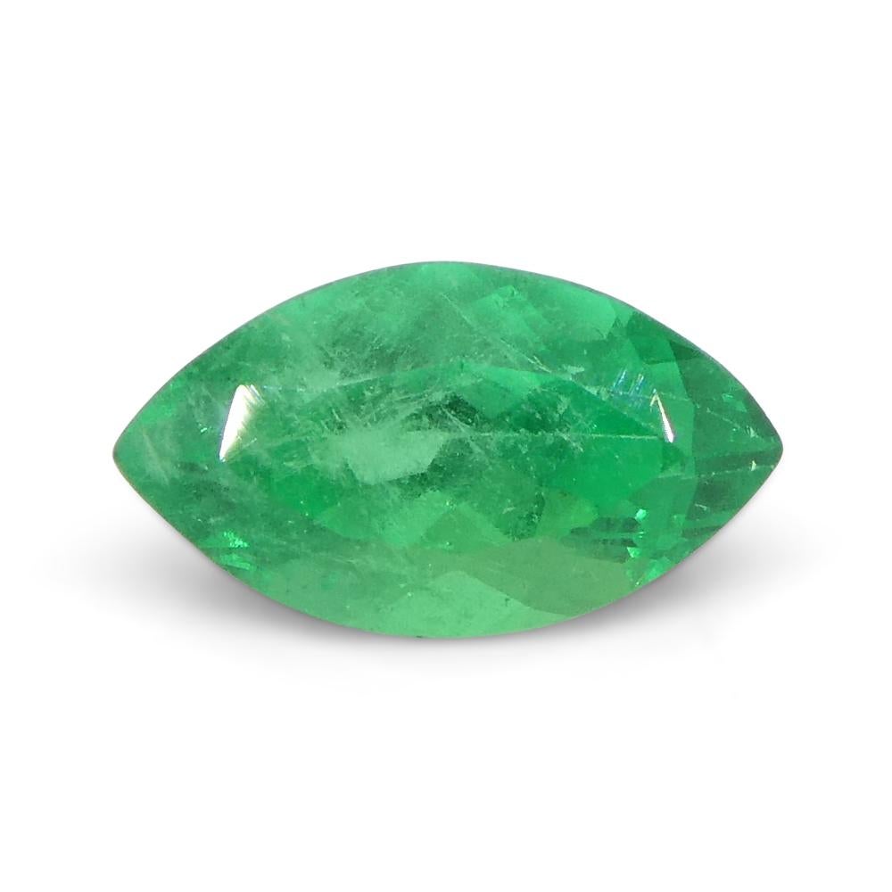 1.01ct Marquise Green Emerald from Colombia In New Condition For Sale In Toronto, Ontario