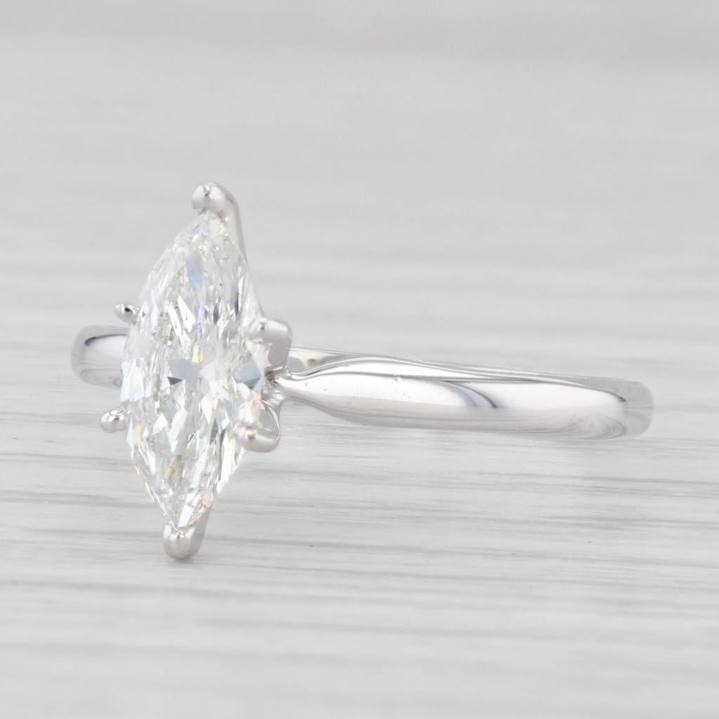 1.01ct Marquise Solitaire Diamond Engagement Ring 14k White Gold Size 8