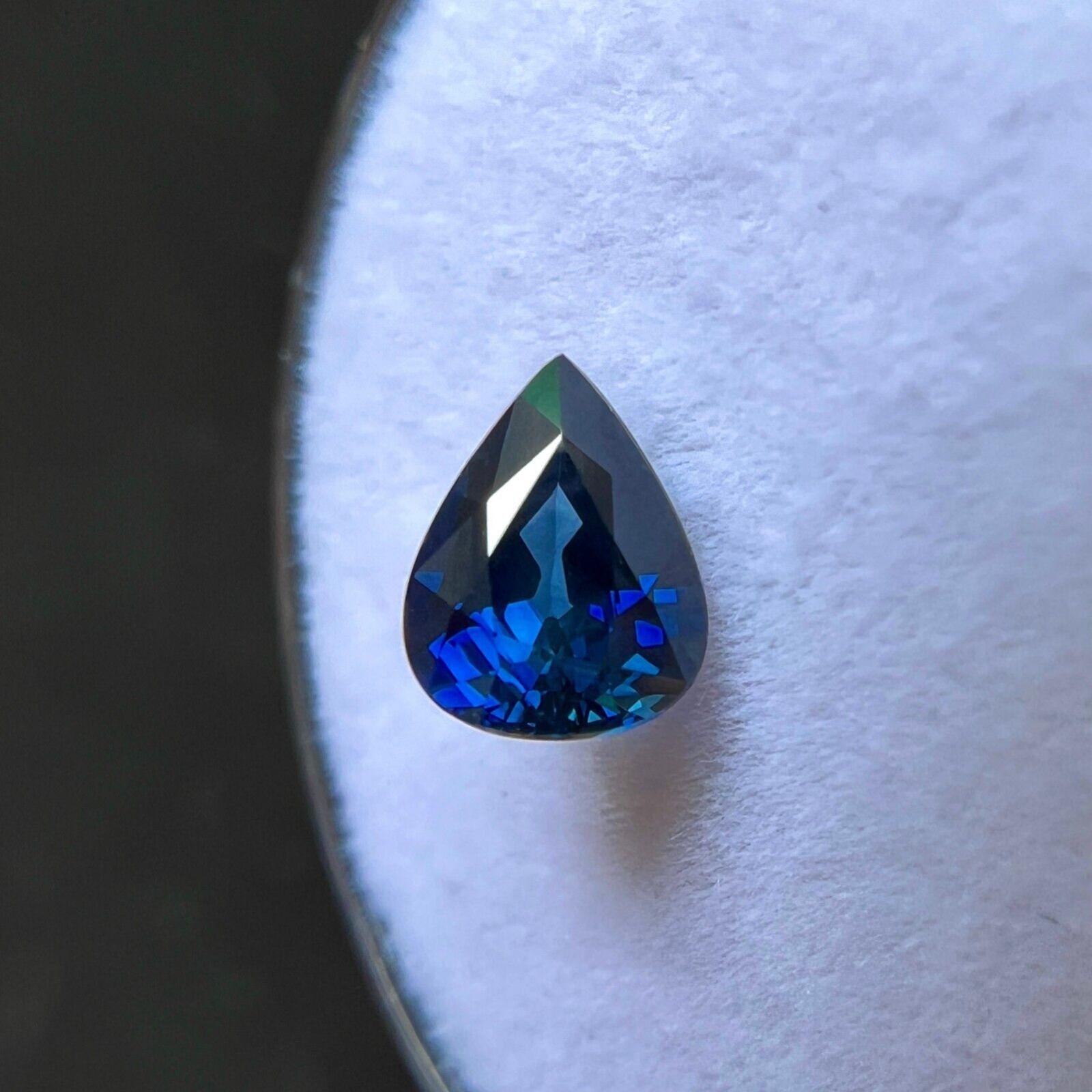1,01 ct Zafiro azul profundo natural corte lágrima pera 6,8x5,3mm Gema VVS Corte pera en venta