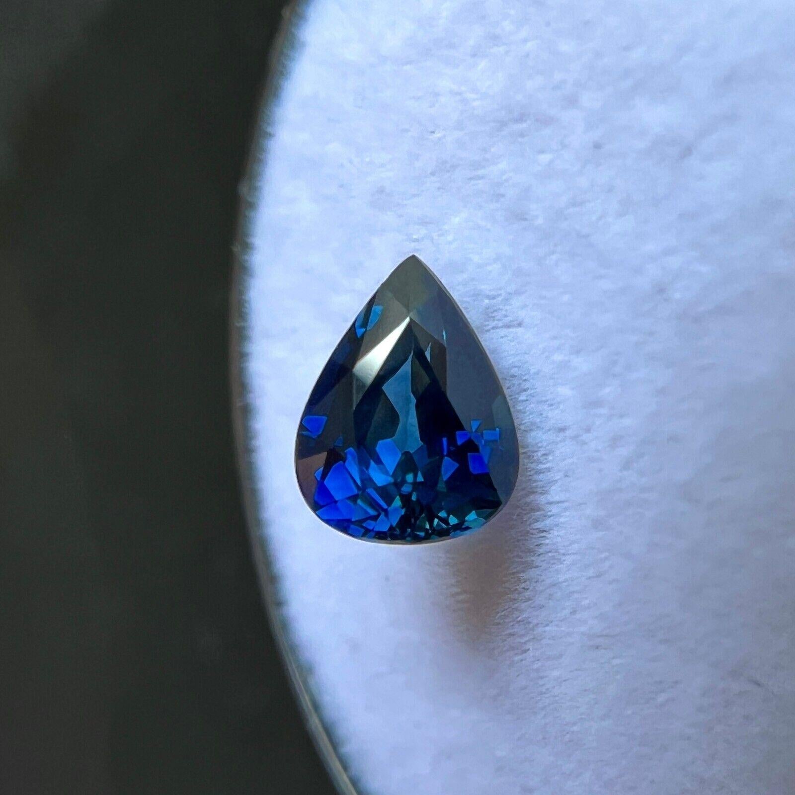 1,01 ct Zafiro azul profundo natural corte lágrima pera 6,8x5,3mm Gema VVS en Nuevo estado para la venta en Birmingham, GB