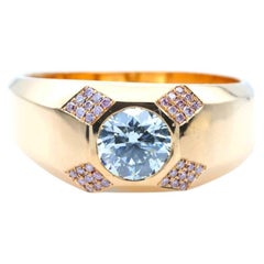 1.01ct Natural Fancy Light Green Diamond Ring GIA Mens Unisex Engagement 18K SI2
