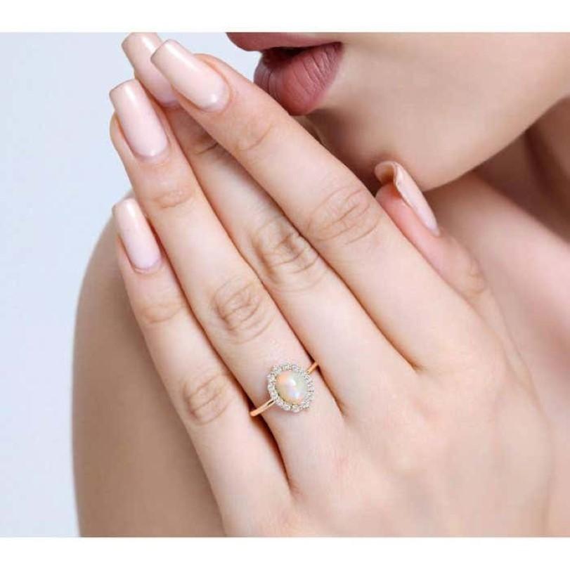 1.01ct Opal And Diamond Halo Ring For Sale 1