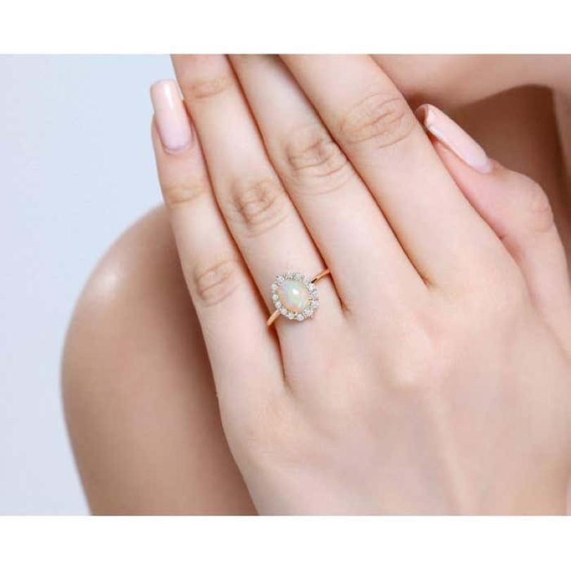 1.01ct Opal And Diamond Halo Ring For Sale 2