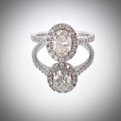 1.01ct Oval Cut Diamond Cluster Ring, 18kt White Gold