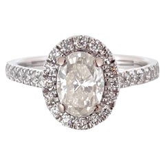 1.01ct Oval Cut Diamond Cluster Ring, 18kt White Gold