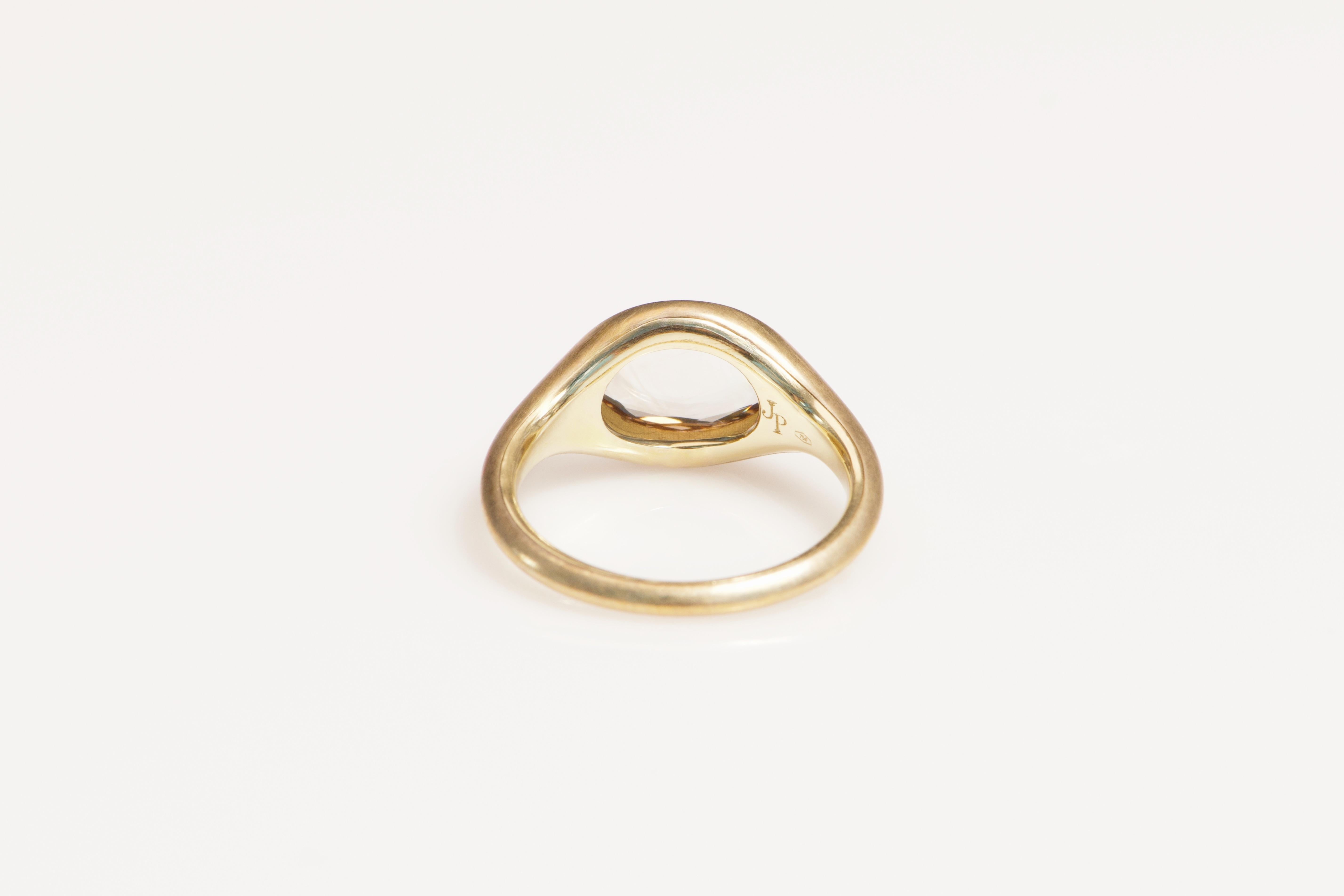Contemporary 1.01ct oval portrait cut light brown diamond mounted on bronze For Sale