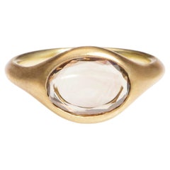 Diamante ovale taglio ritratto marrone chiaro da 1,01ct montato su bronzo